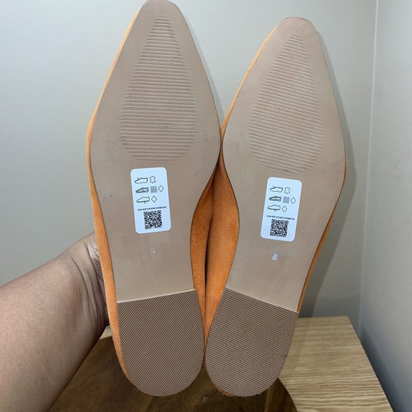 Asos Design Shoes Women’s Size 8 Orange Suede Slip On Flats - Picture 10 of 10